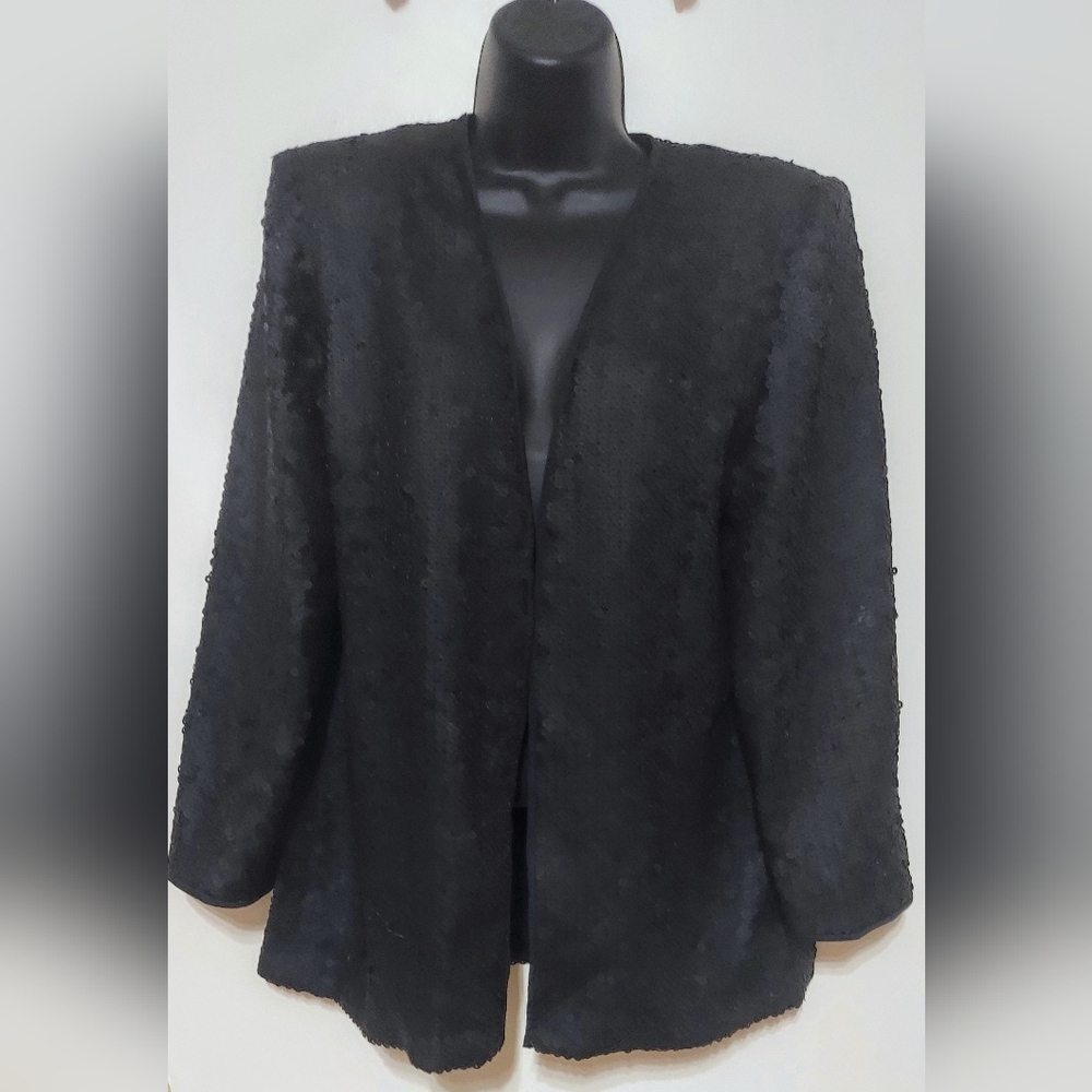LElegant Italian Sequined Evening Jacket, Size 10/12.